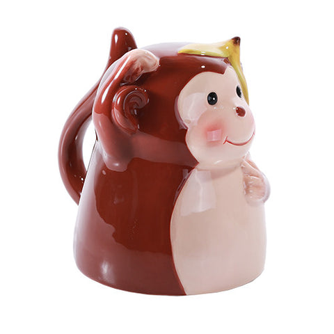 Topsy Turvy Coffee Mug Adorable Mug Upside Down Tea Home Office Decor (Monkey)