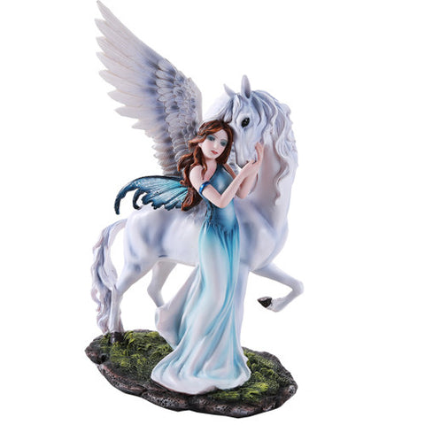 Pacific Giftware Beautiful Fairy Embracing Gentle Pegasus Figurine Collectible 11 Inch