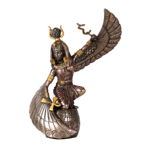 Egyptian Goddess Mother Isis Ra Holding Ankh Figurine 9"H Decorative Statue