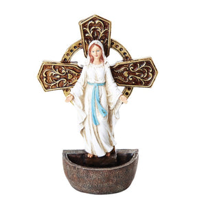 Our Lady of Grace Holy Water Font Religious Sacrament Wall Decor 6.75 inches