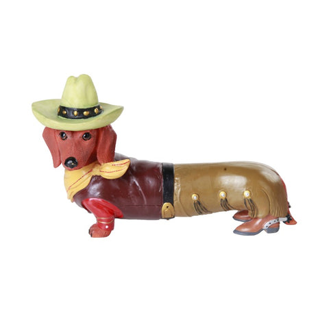 Adorable Long Little Western Cowboy Doxy Collectible Wiener Dog Dachshund Figurine