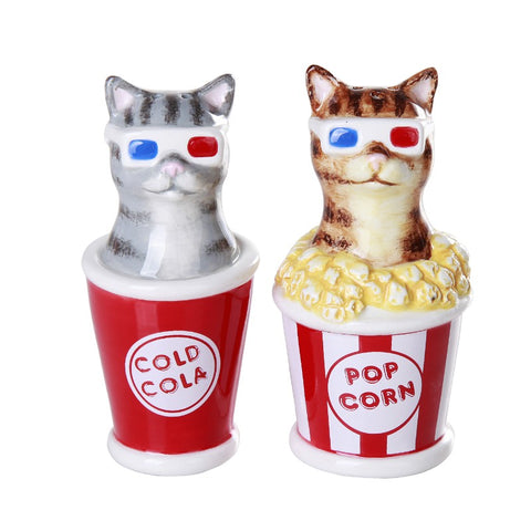 Pacific Giftware Movie Theater 3D Glasses Cats Salt and Pepper Shaker Set, 4 Inch