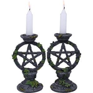 Pacific Trading Wiccan Pentagram Candle Holders Set Of 2 Witch Altar Candleholder Decoration New