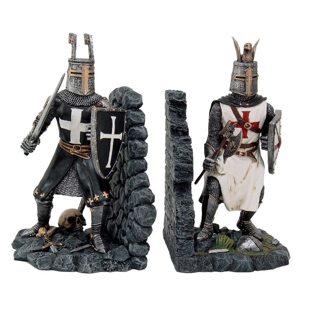 Decorative Crusader Knights in Full Armor Bookends Set Collectible Figurine 7.5"