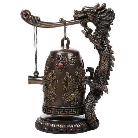 Fengshui Oriental Dragon Gong Bell Replica Decorative Statue