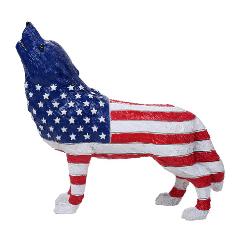 The Wolf Spirit Collection American Flag Wolf Spirit Collectible Figurine