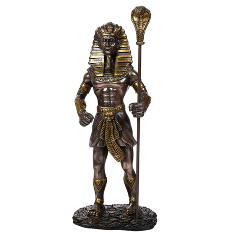 Ancient Egyptian Collectible King Tut With the King Cobra Sceptre Collectible Figurine 12 Inch Tall (Bronze)