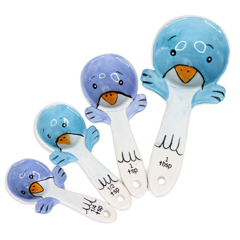 Little Birds Measuring Spoon Set of 4 Blue Purple Birds Kitchen Decor