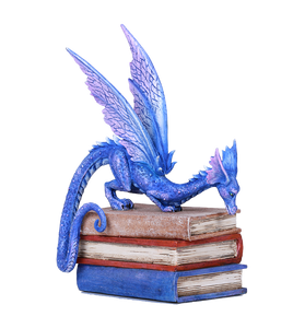 Text Book Dragon Library Book Statue by Amy Brown Studying Mystical Purple Dragon
