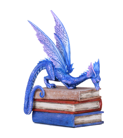 Text Book Dragon Library Book Statue by Amy Brown Studying Mystical Purple Dragon