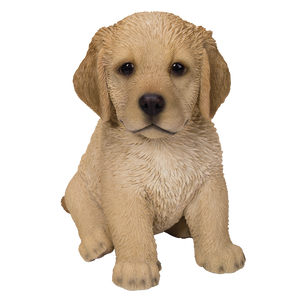 Cute Fluffy Golden Retriever Puppy Statue Life Like Pup Glass Eyes