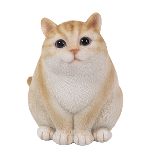 Fat Fluffy Yellow Golden Cat Statue Cute Kitty Resin Glass Eyes Garfield