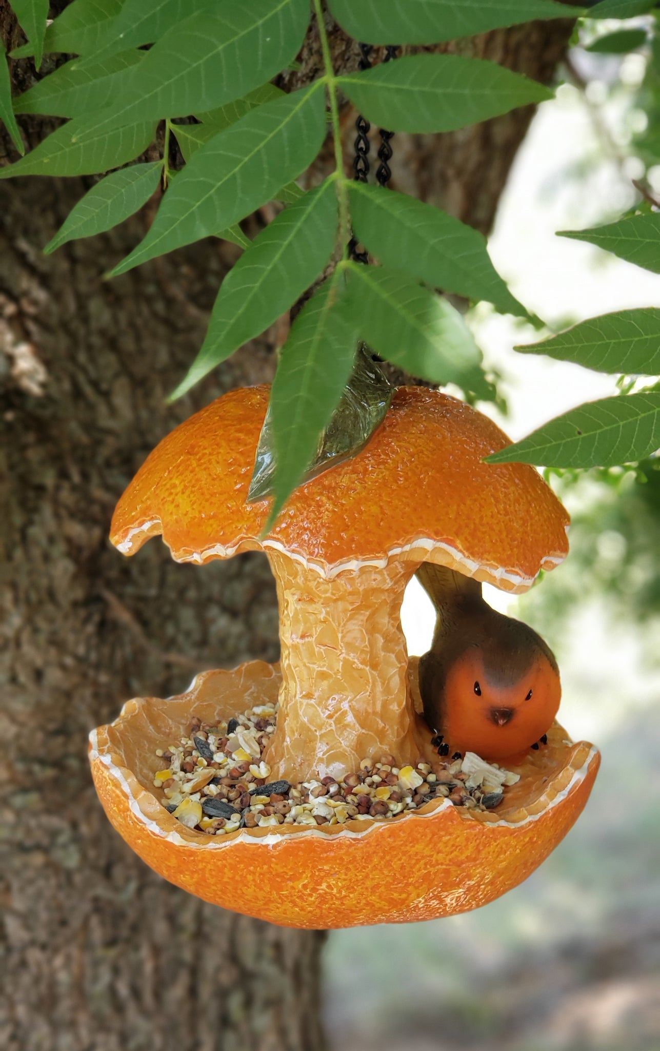 Adorable Hanging Garden Orange Fruit Shaped Bird Feeder Outdoor Bird Seed