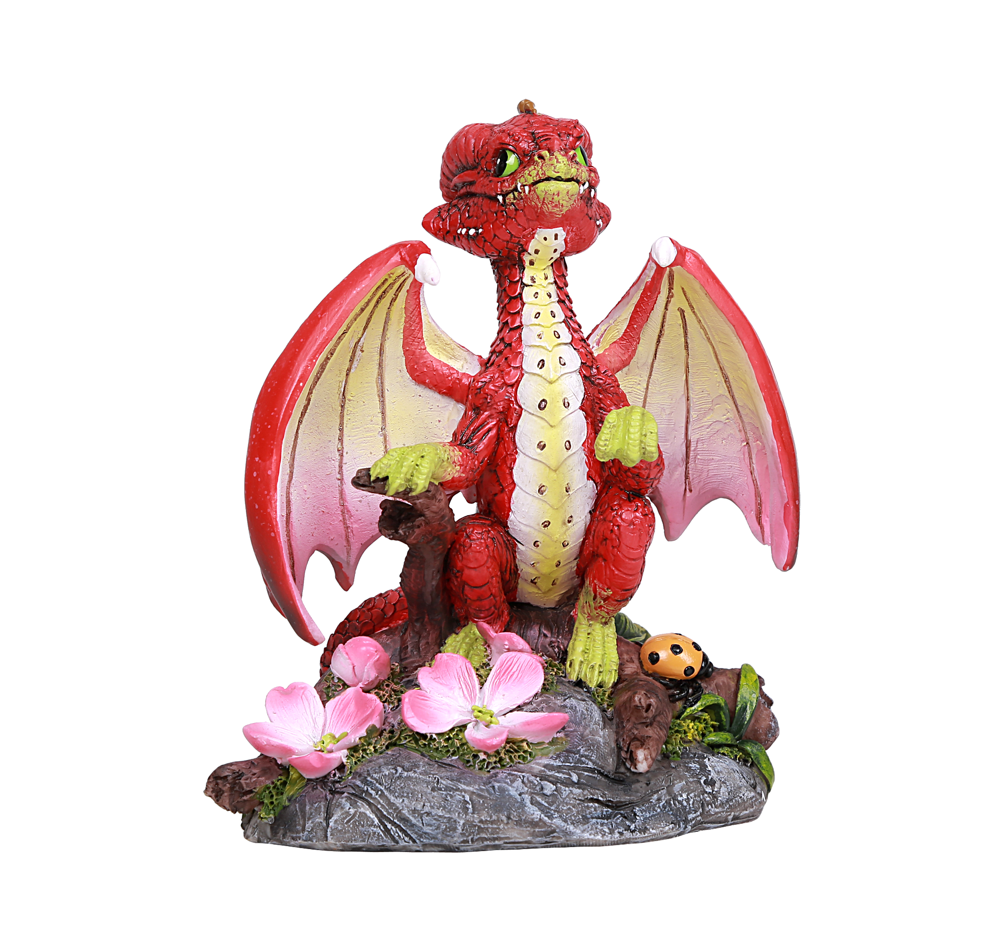 Apple Seeds Tree Blooms Dragon Statue by Stanley Morrison Lady Bug