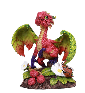 Raspberry Pattern Scaled Dragon Statue by Stanley Morrison Rasberries Leaf Wings