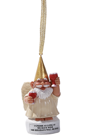 Angel Gnome Hanging Ornament Holiday Cheer Wine Christmas Home Decor