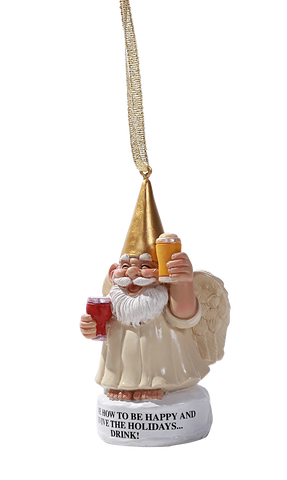 Angel Gnome Hanging Ornament Holiday Christmas Home Decor Happy Wine Beer