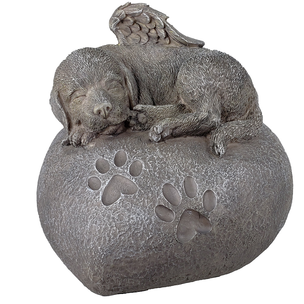 Dog Cat Memorial Cremation Urn Foot Print Heart Rock Bottom Load
