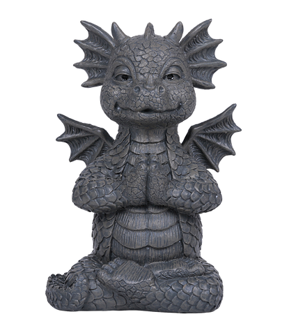 Small Meditating Yoga Dragon Garden Display Stone Finish Meditation Praying