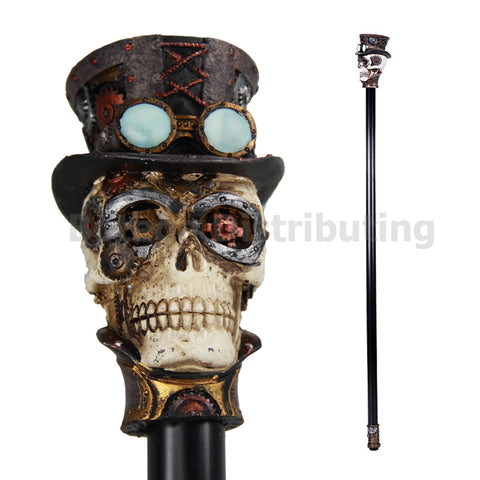 Steampunk Gearwork Skull Mechanical Decorative Walking Cane 36"