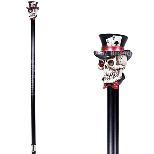 Poker Skull Vegas Style Skull Decorative Walking Cane 36"