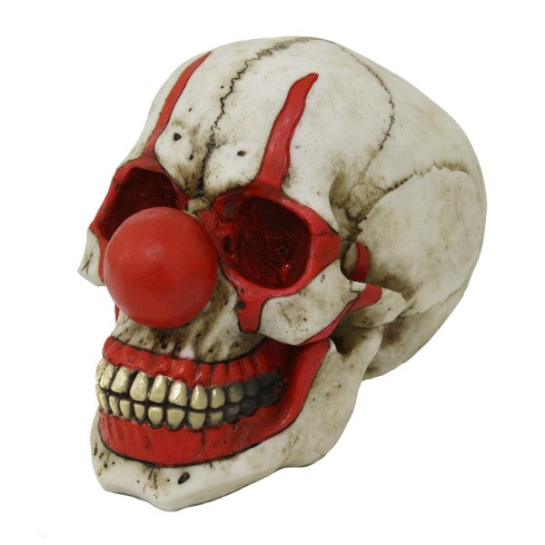Red Nose Clown Cranium Human Skull Holder Box Trinket Container IT