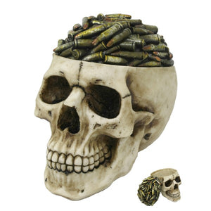 Bullet Head Top Cranium Human Skull Holder Box Trinket Container