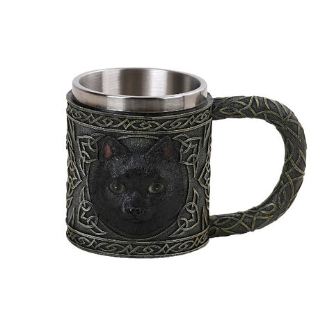Celtic Design Black Cat Stainless Steal Insert Cup Drinking Mug