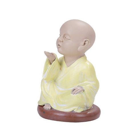 Seated Colorful Joyful Monk Blowing Kisses Baby Buddha Resin Figurine
