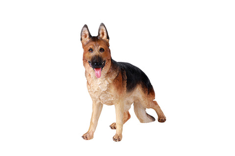 Realistic Guardian German Shepherd Dog Glass Eyes Resin Figurine Home Decor