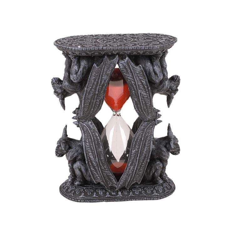 Dual Winged Gothic Ram Gargoyle Reverseable Sandtimer Resin Figurine Statue