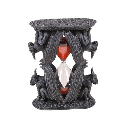 Dual Winged Gothic Ram Gargoyle Reverseable Sandtimer Resin Figurine Statue