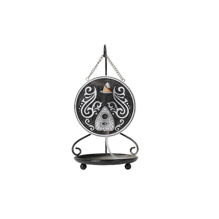 Mystical Spirit Black and White Ouija Board Backflow Incense Burner with Stand Home Decor