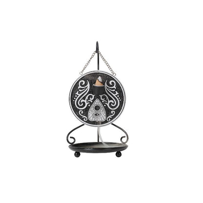 Mystical Spirit Black and White Ouija Board Backflow Incense Burner with Stand Home Decor