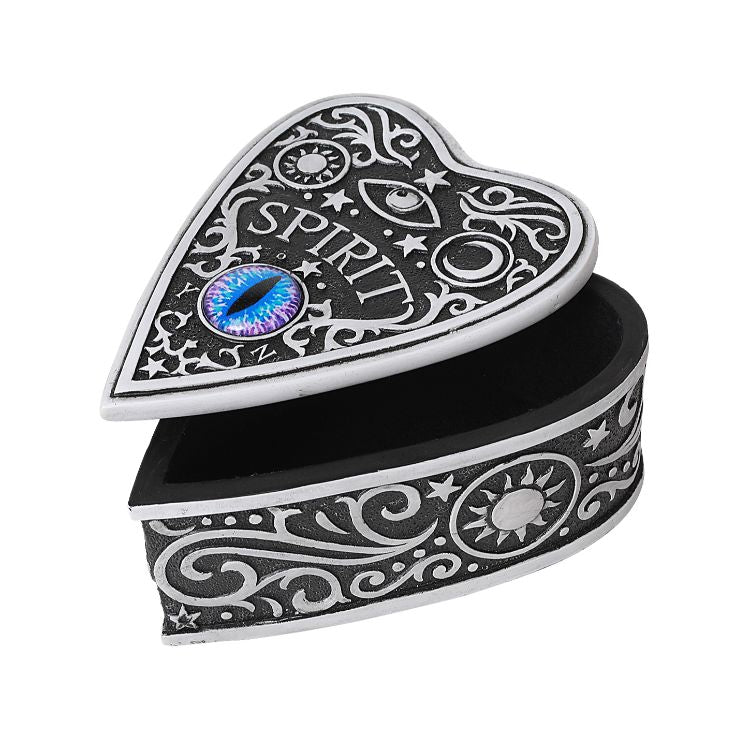 Mystical Spirit Ouija Eye Planchette Heart Shaped Trinket Box Home Decor Accent