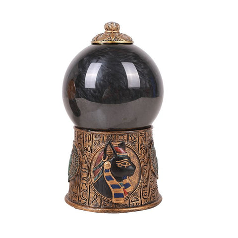 Egyptian Cat Goddess Bastet Sound Activated Sand Storm Water Globe, 7 1/4 Inch Tall Resin Home Decor