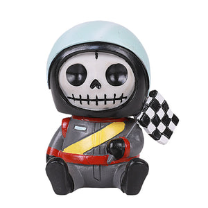 Furrybones Summit Collection Race Car Driver Jerry Figurine Decorative Signature Skeleton in Go Kart Nascar Formula One