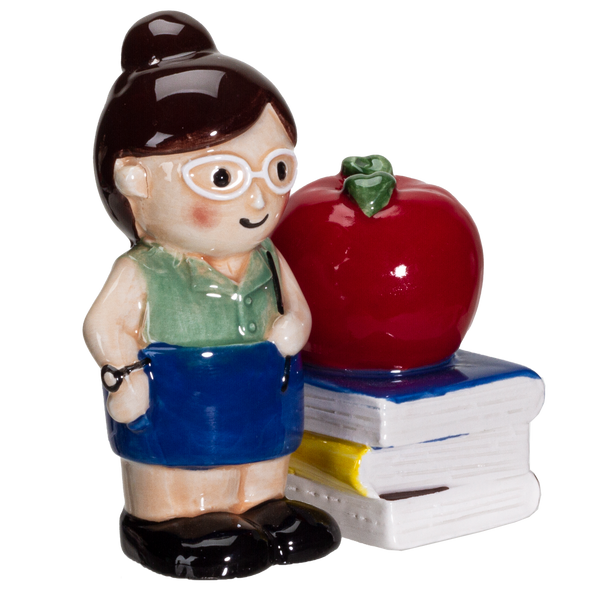 Apple Teacher Apple Book Ceramic Salt and Pepper Shakers Set