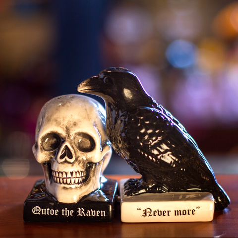 "Quoth The Raven" Halloween Ceramic Salt and Pepper Shakers Set