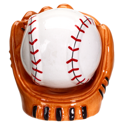 Baseball Caught in a Mitt You're OUT Ceramic Salt and Pepper Shakers Set
