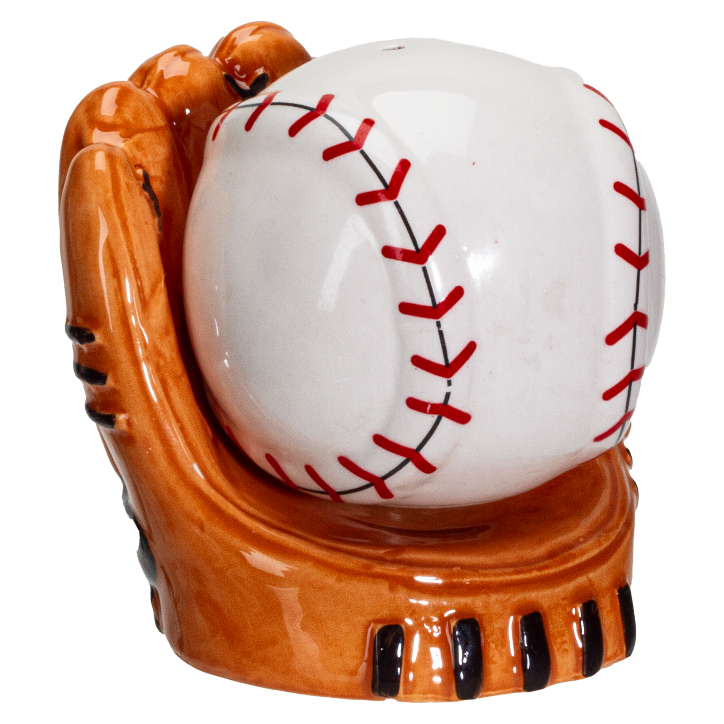 Baseball Caught in a Mitt You're OUT Ceramic Salt and Pepper Shakers Set