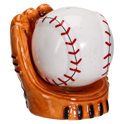 Baseball Caught in a Mitt You're OUT Ceramic Salt and Pepper Shakers Set