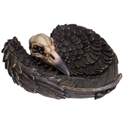Undead Cross Winged Raven Skull Decorative Gothic Resin Dish
