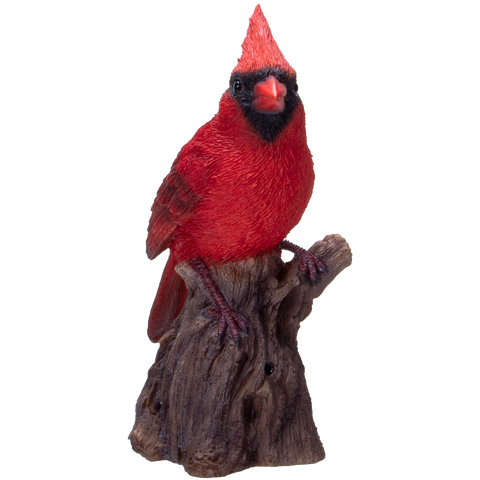 Cardinal Perching on Branch with Motion Activated Bird Sound collectible Figurine