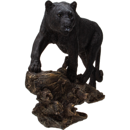 Realistic Big Cat Black Panther Wildlife Leopard Cougar Decorative Resin figurine Statue