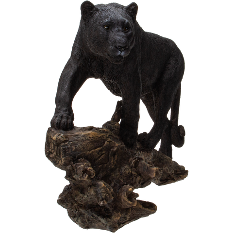 Realistic Big Cat Black Panther Wildlife Leopard Cougar Decorative Resin figurine Statue