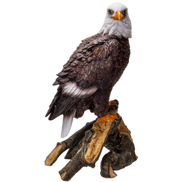American Eald Eagle Perching on Tree Branch Resin Figurine Statue