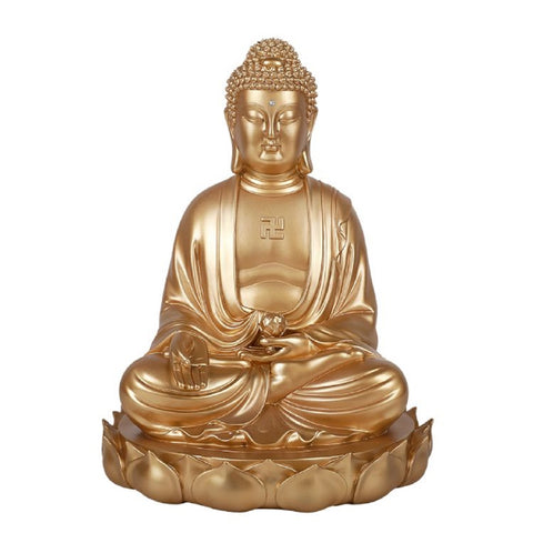 Eastern Enlightenment Gautama Buddha Gold Finish Resin Figurine