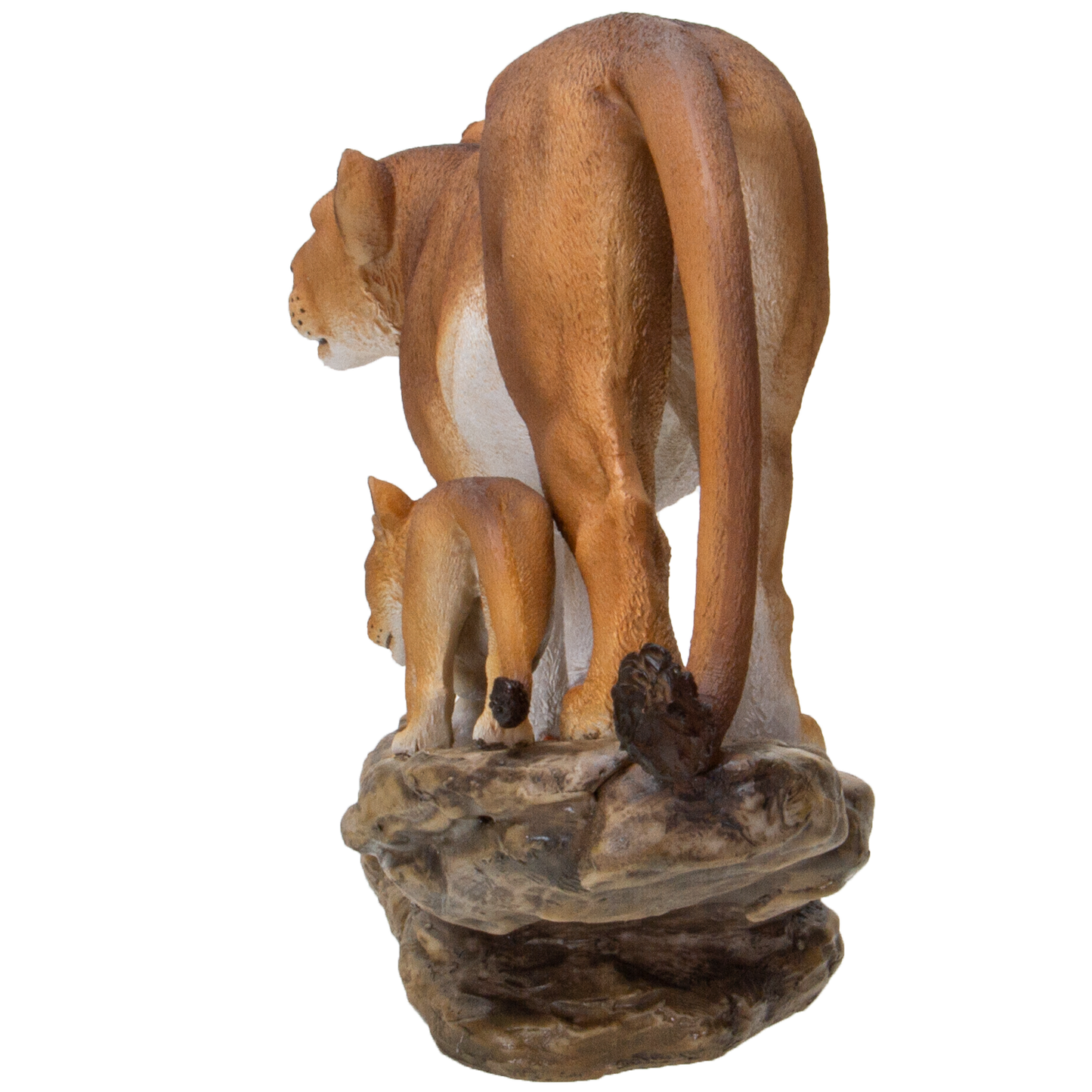 Realistic Lioness with Little Cub perching on tree branch Wildlife Resin Figurine Statue