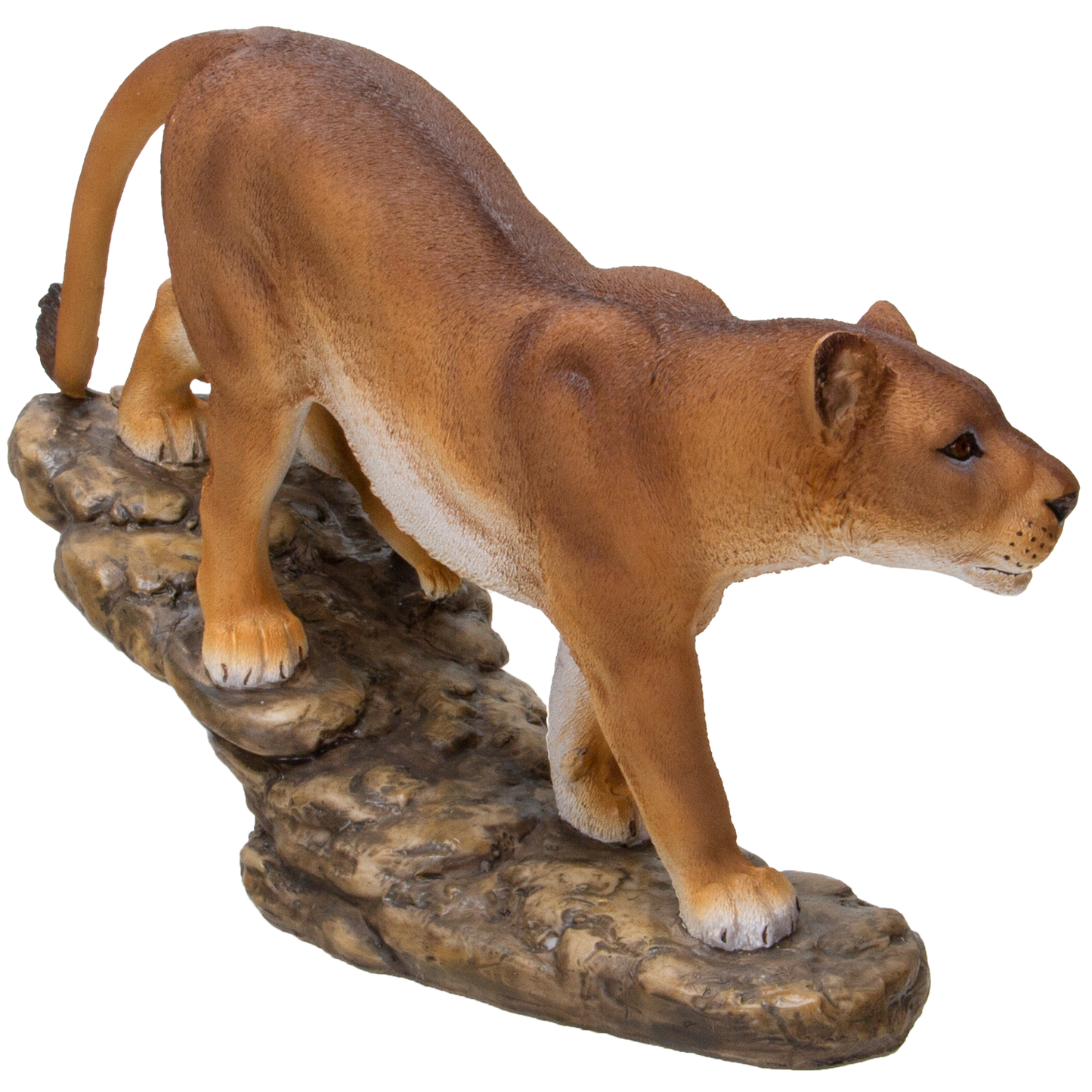 Realistic Lioness with Little Cub perching on tree branch Wildlife Resin Figurine Statue